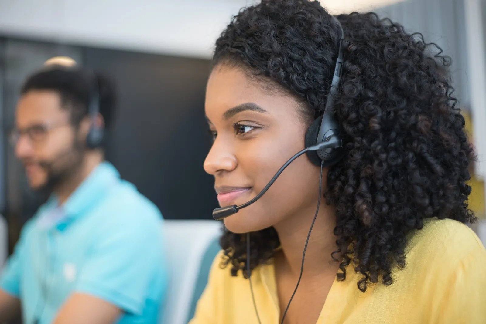 A teammate on a call
