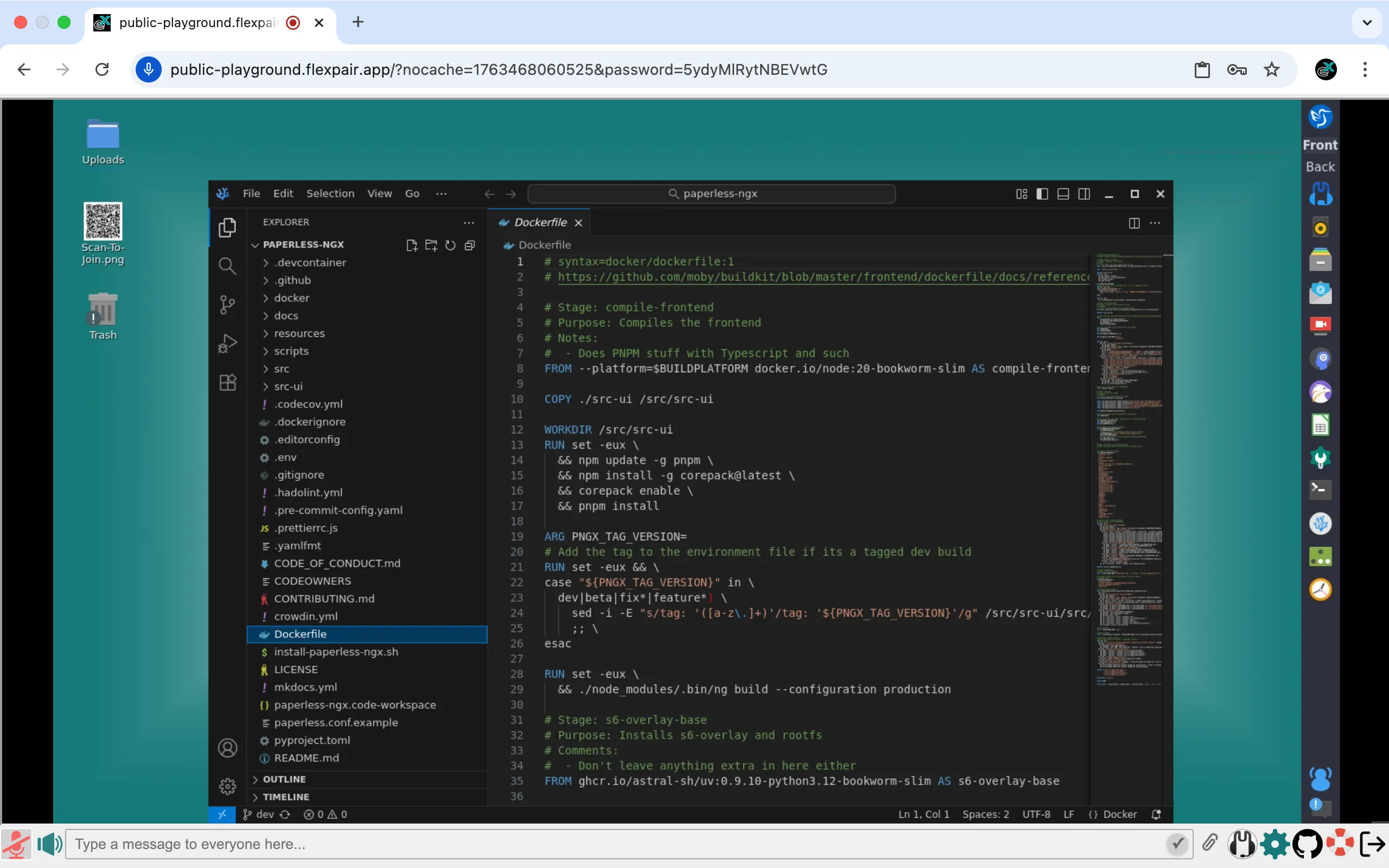 A Flexpair shared desktop in the browser